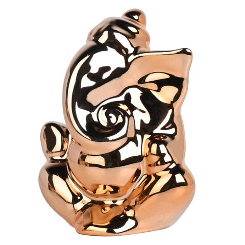 Golden Ganesha Statue in Relaxed Sitting Pose- 7 cm, 10 cm, 12 cm