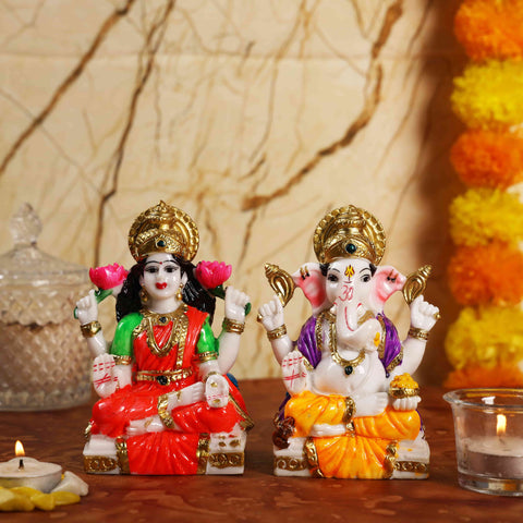 Marbel Dust Laxmi Ganesh Statue For Diwali Pooja,Home Decor And Gifting