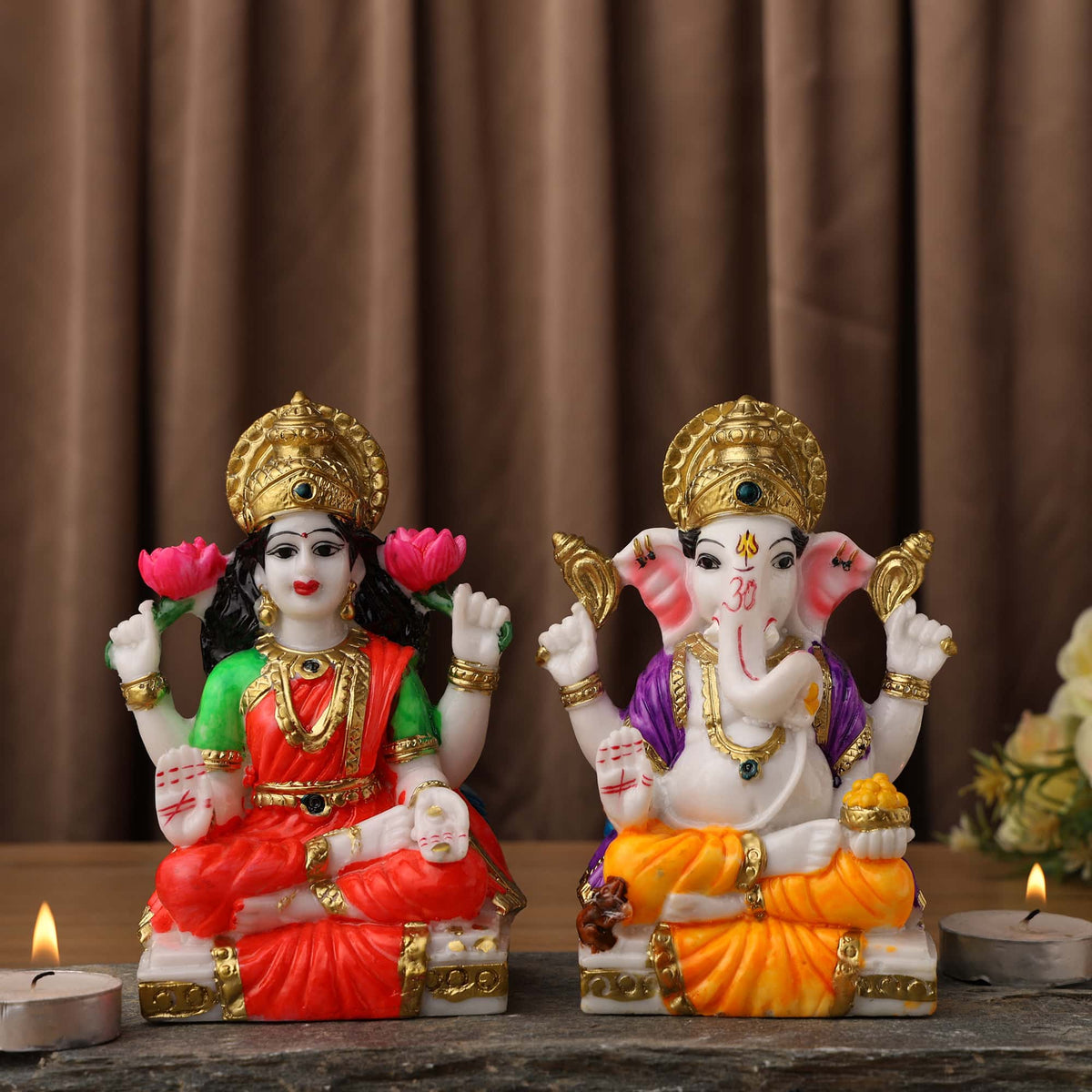 Marbel Dust Laxmi Ganesh Statue For Diwali Pooja,Home Decor And Gifting