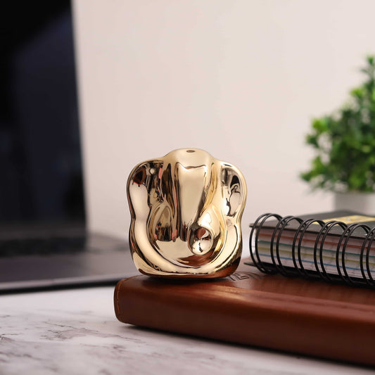 Ceramic Golden Ganesh Statue for Home, Office, and Car (6 cm)