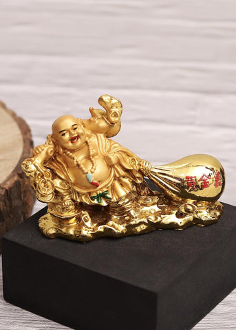 Smiling Fortune Buddha with Gold Sack