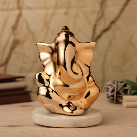 Golden Ganesha Statue in Relaxed Sitting Pose- 7 cm, 10 cm, 12 cm