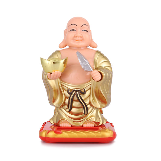 Solar Buddha with Fan & Ingot for Happiness & Luck